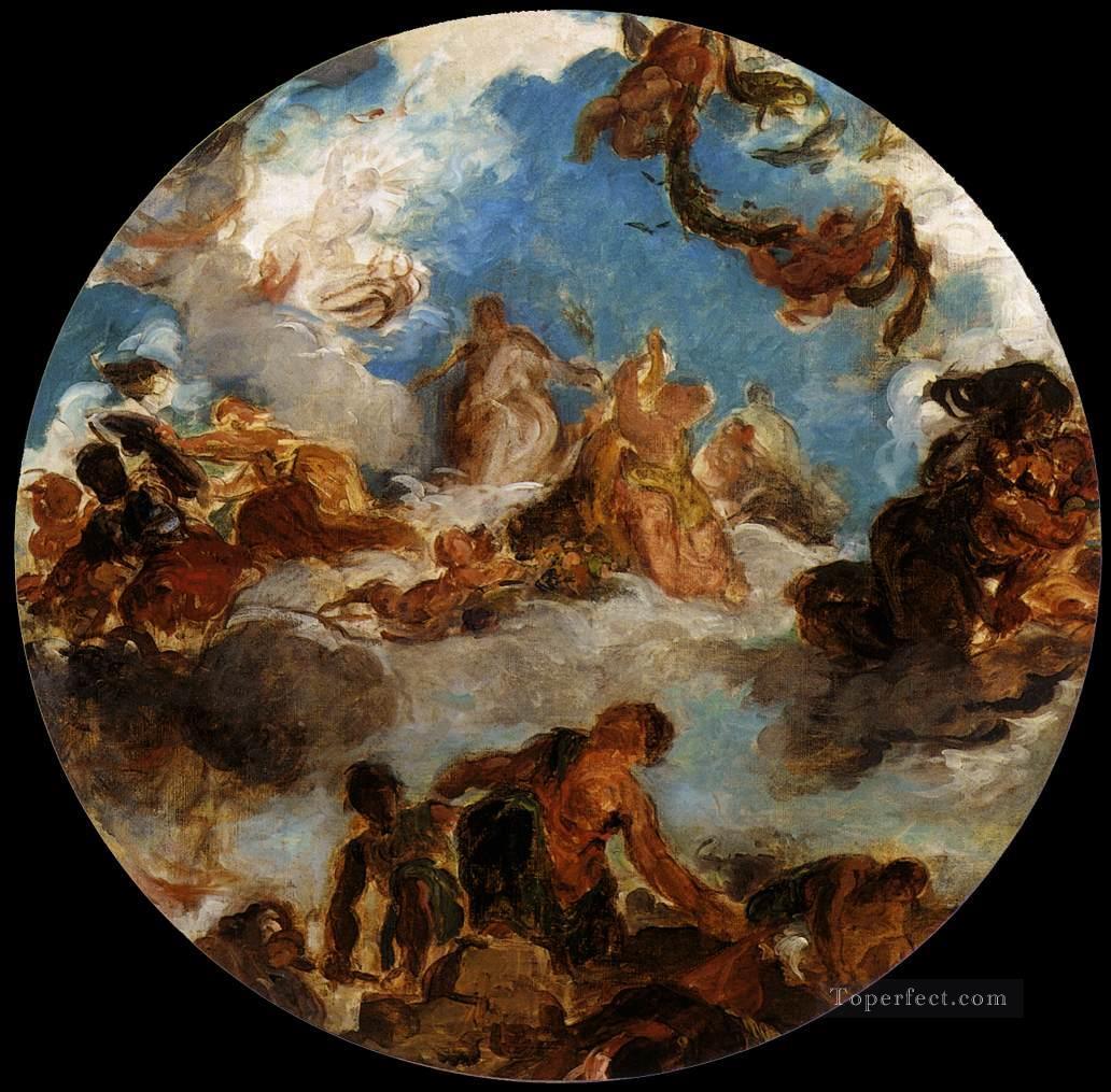 Sketch for Peace Descends to Earth Romantic Eugene Delacroix Oil Paintings